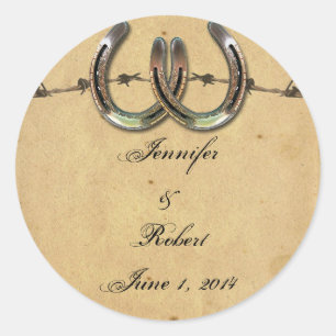 Rustieke Country Hoefijzers Barbed Envelope Seal Ronde Sticker