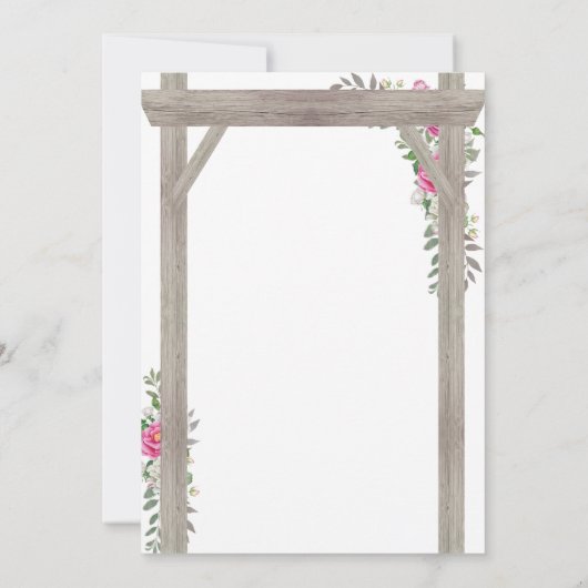 Rustieke Country Roze Bloemboog Formele bruiloft Kaart (Achterkant)