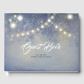 Rustieke Country String Lights Dusty Blue Bruiloft Gastenboek (Voorkant)