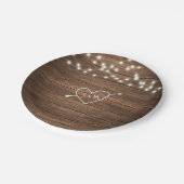 Rustieke Country String Lights Trouwpapier Bord (Gekanteld)