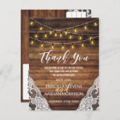 Rustieke Country String Lights Wood Lace Dank u Briefkaart (Voorkant / Achterkant)