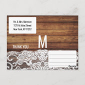 Rustieke Country String Lights Wood Lace Dank u Briefkaart (Achterkant)
