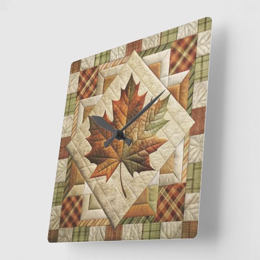Rustieke Country Style Herfst Leaf Wall Clock Vierkante Klok (Hoek)