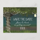 Rustieke Country Tree & Lights Save Datum Briefkaa Aankondigingskaart (Voorkant)
