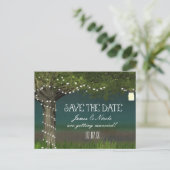 Rustieke Country Tree & Lights Save Datum Briefkaa Aankondigingskaart (Staand voorkant)