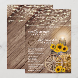 Rustieke Country Wedding en Zonnebloemen Kaart