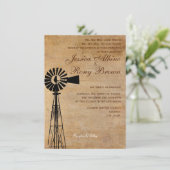 Rustieke Country Windmill Wedding Invitation Kaart (Staand voorkant)