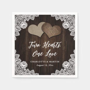 Rustieke Country Wood Hearts Bloemen Lace Wedding Servet