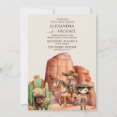 Rustieke  cowboy bruiloft paard cactus kaart (Voorkant)