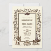 Rustieke  Cowboy Bruiloft Western Botanisch Kaart (Voorkant)