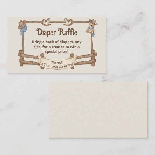 Rustieke Cowboy Luier Raffle Ticket Enclosure Kaar Informatiekaartje (Voorkant / Achterkant)