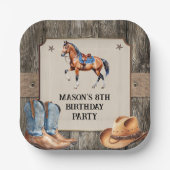 Rustieke Cowboy Paardrijden Verjaardagsfeest Papieren Bordje (Voorkant)