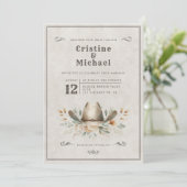 Rustieke Cowboy pet bruiloft Kaart (Staand voorkant)