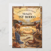 Rustieke Cowboy Rodeo 1e Verjaardag Thema Kaart (Voorkant)