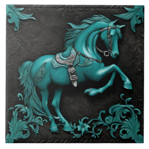 Rustieke Cowboy Western Country Turquoise Horse Tegeltje