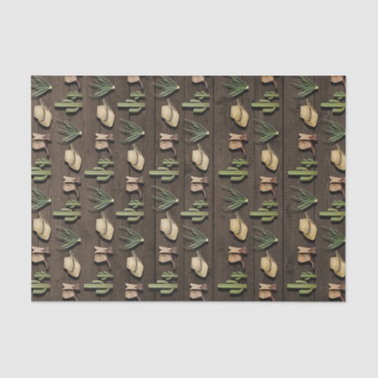 Rustieke cowboy Western Rodeo houten verjaardagsfe Tissuepapier (Voorkant)