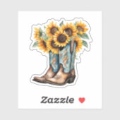 Rustieke Cowboylaarzen en Zonnebloemen Waterdicht Sticker (Vel)