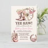 Rustieke Cowgirl Boot Floral Western Vrijgezellenf Kaart (Staand voorkant)