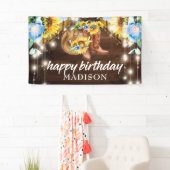 Rustieke Cowgirl Boots String Lights Verjaardag Spandoek (Insitu)