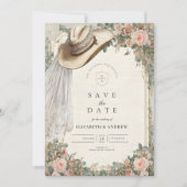 Rustieke Cowgirl Pet Lace Wedding Save The Date (Voorkant)