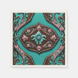 Rustieke Cowgirl Turquoise Bruine Country Western Servet