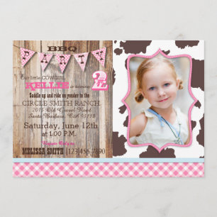 Rustieke Cowgirl Westerne thema verjaardagsuitnodi Kaart