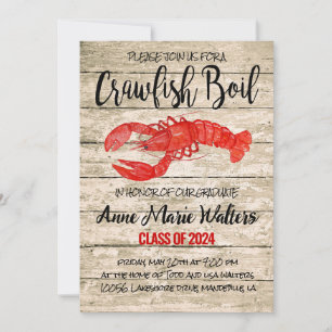 Rustieke Crawfish Boil Afstuderen Invitation Kaart