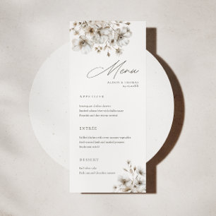 Rustieke Crème Bloemen Bruiloft Menu Kaart