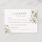 Rustieke Crème Bloemen RSVP Bruiloft Informatiekaartje (Voorkant)