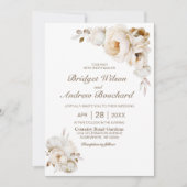 Rustieke crème bloemenbruiloft kaart (Voorkant)
