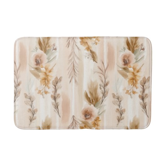 Rustieke Crème Boho Bloem Badmat (Voorkant)