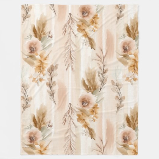 Rustieke Crème Boho Bloem Fleece Deken (Voorkant)