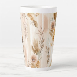 Rustieke Crème Boho Bloem Latte Mok