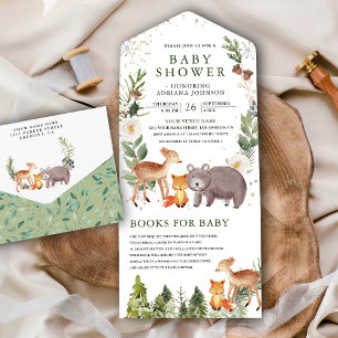 Rustieke Cute Bosdieren Baby Shower All In One Uitnodiging