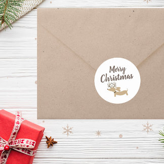 Rustieke Dachshund Kerstmis Envelop Seal Ronde Sticker