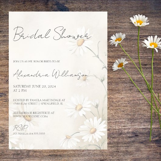 Rustieke Daisies Bruidsdouche Kaart