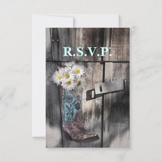 Rustieke Daisy Country Cowboy Bruiloft RSVP Reacti Kaartje (Voorkant)