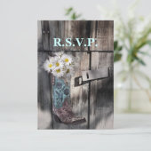 Rustieke Daisy Country Cowboy Bruiloft RSVP Reacti Kaartje (Staand voorkant)