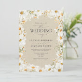 Rustieke Daisy Waterverf Flowers Elegante bruiloft Kaart (Staand voorkant)