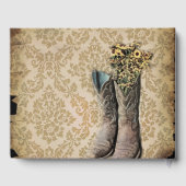 Rustieke Damask westerne land schuur bruiloft Gastenboek (Achterkant)