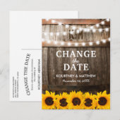 Rustieke datumwijziging | Evenement uitgesteld Aankondigingskaart (Voorkant / Achterkant)