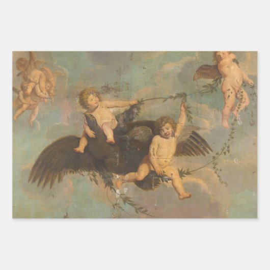 rustieke decoupage angels engel cherub inpakpapier vel (Voorkant)