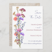 Rustieke delicate acryl bloemen sparen de datum kaart (Voorkant / Achterkant)