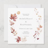 Rustieke delicate Bourgogne & Rust Fall Leaves Squ Kaart (Voorkant)