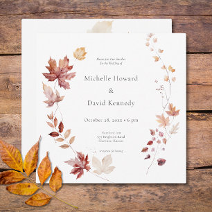 Rustieke delicate Bourgogne & Rust Fall Leaves Squ Kaart