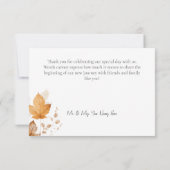 Rustieke delicate Bourgondische roest val bladeren Bedankkaart (Achterkant)