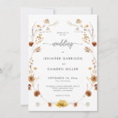 Rustieke delicate Herfst bloemenkrans bruiloft Kaart (Voorkant)