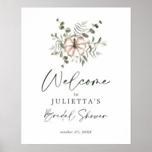Rustieke Delicate Pompoen Bruiloft Borrel Welkom B Poster