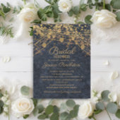 Rustieke Denim Blue Gold String Lights Vrijgezelle Kaart