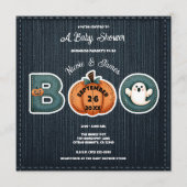 Rustieke Denim Jean Pumpkin Ghost BOO Baby shower Menu (Voorkant)